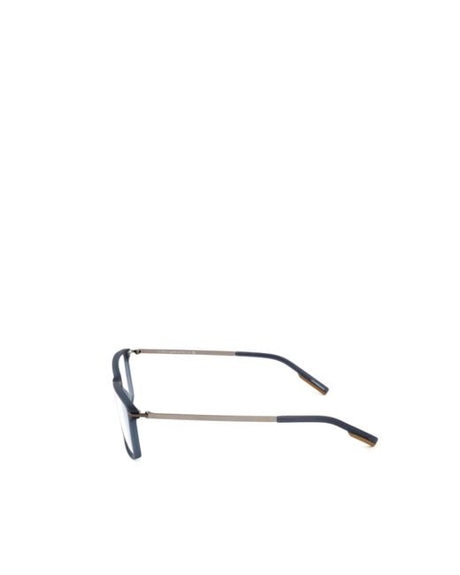 Zegna White Rectangle Frame Glasses for men