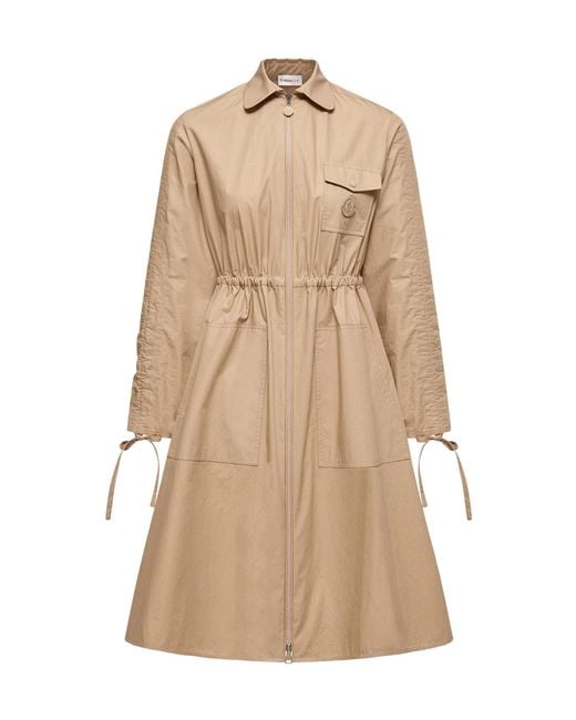 Moncler Natural Cotton Poplin Shirt Dress
