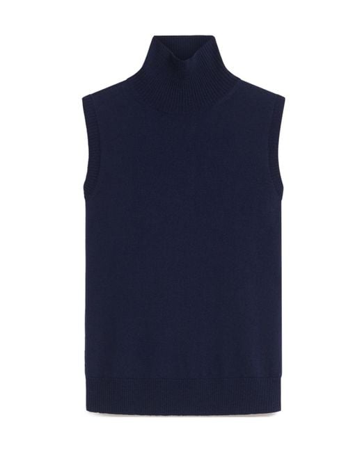 Sportmax Blue Ardenza Roll Neck Sleeveless Vest
