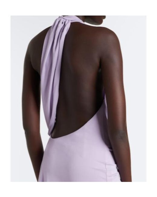 Christopher Esber Purple Spire Cascade Draped Midi Dress