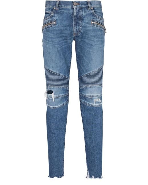 Balmain Blue Belt-Loop Jeans for men