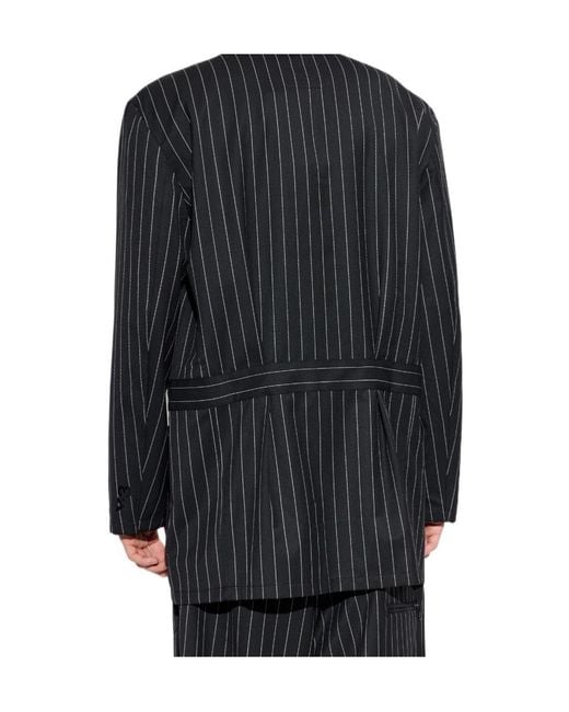 Y-3 Blue Pinstripe Refined Chore Coat for men