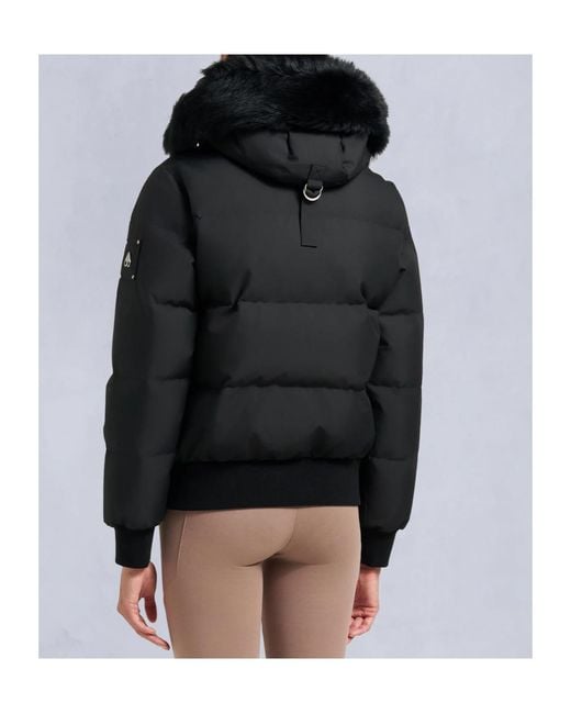 Moose Knuckles Black Cloud Shearling Bomber Jacket