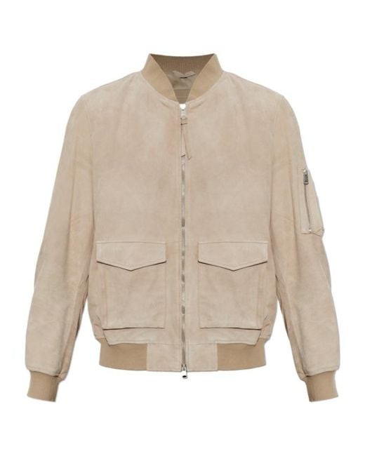 AllSaints Natural Long-Sleeve Leather Jacket for men