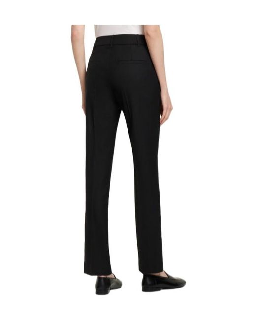 Brunello Cucinelli Black Wool Crepe Straight Pants