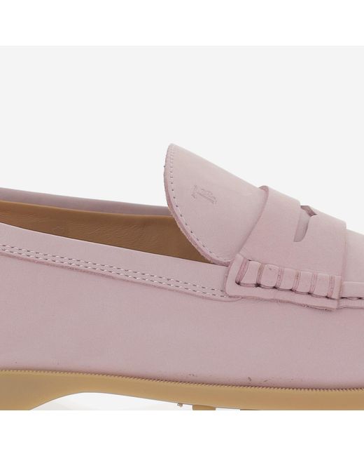 Tod's Pink Logo Embossed Slip-On Loafers