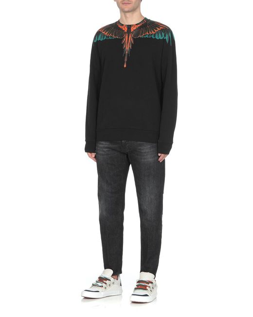 Marcelo Burlon Black County Of Milan Wings Printed Crewneck Sweatshirt for men