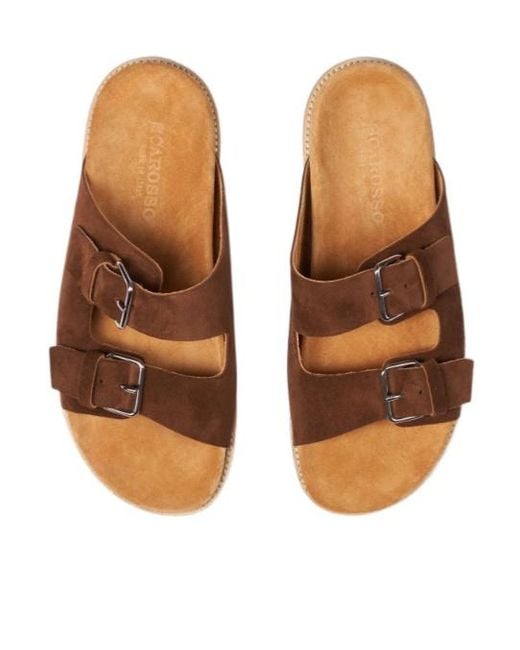 Scarosso Brown Enea Buckled Slip-On Sandals for men
