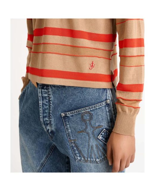 J.W. Anderson Orange Knitted Striped Rugby Polo Top for men