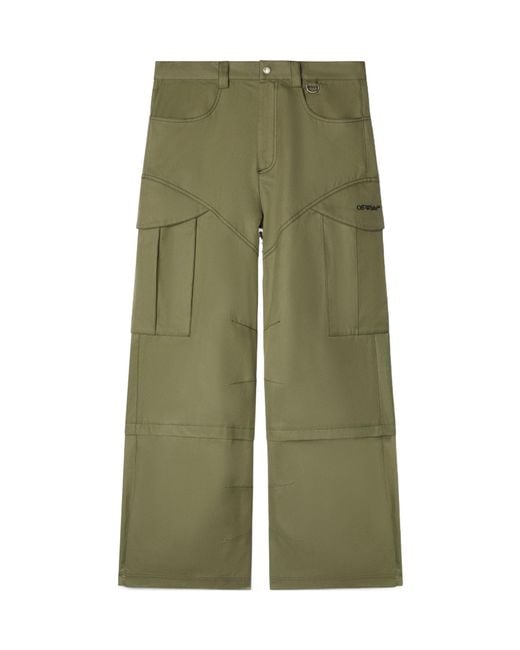 Off-White c/o Virgil Abloh Green Logo Embroidered Straight Leg Pants for men