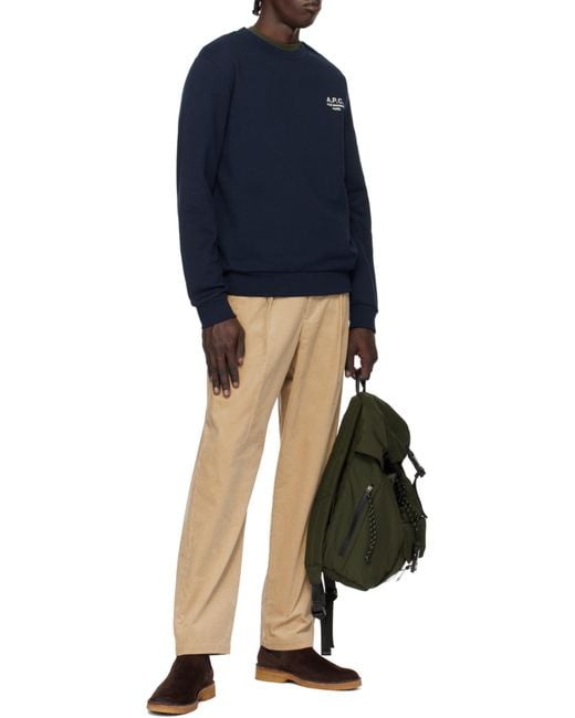 A.P.C. Blue Logo Embroidered Crewneck Sweatshirt for men