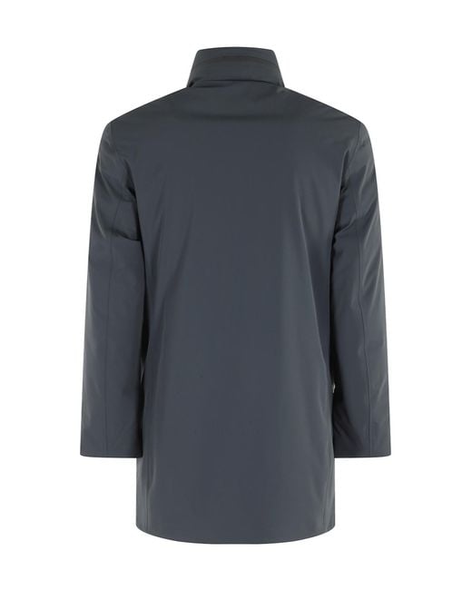 Rrd Blue Button-Fastening Logo-Plaque Coat for men