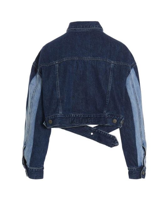 ROTATE BIRGER CHRISTENSEN Blue Senna Cropped Denim Jacket