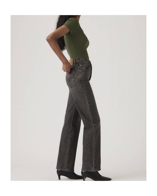 Levi's Gray Ribcage Straight Full Length Jeans