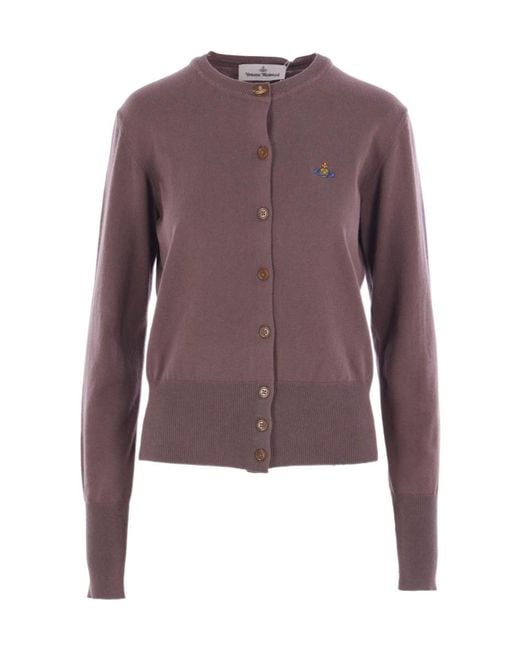 Vivienne Westwood Purple Orb Embroidered Knit Cardigan