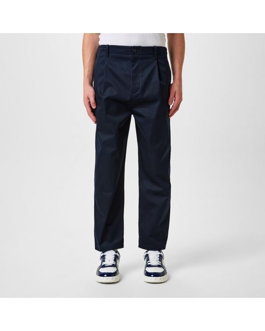 Valentino Blue Pleat Detail Tapered Trousers for men