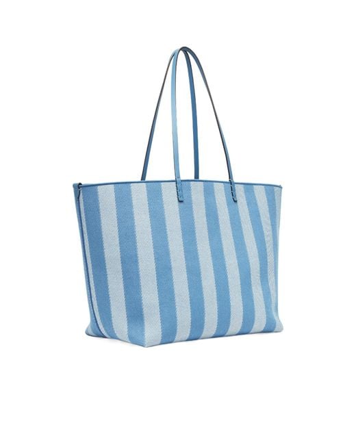 Fendi Blue Roll Striped Reversible Large Tote Bag