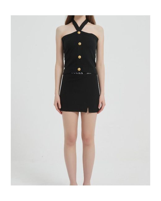 Marissa Chiara Black Halter Neck Tube Top