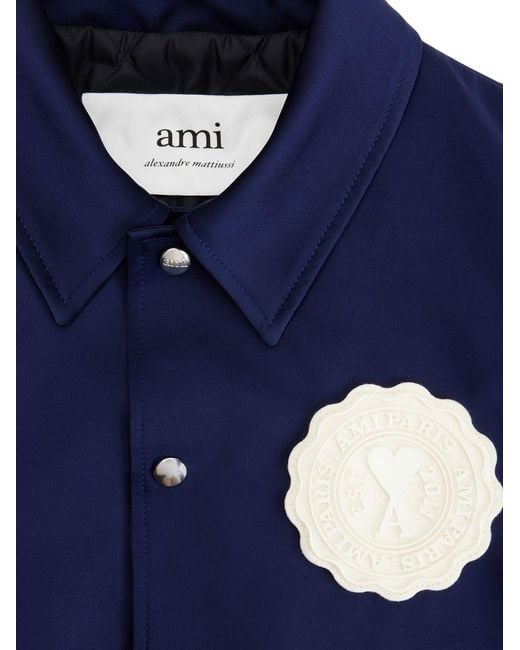 AMI Blue Ami De Coeur Bomber Jacket for men