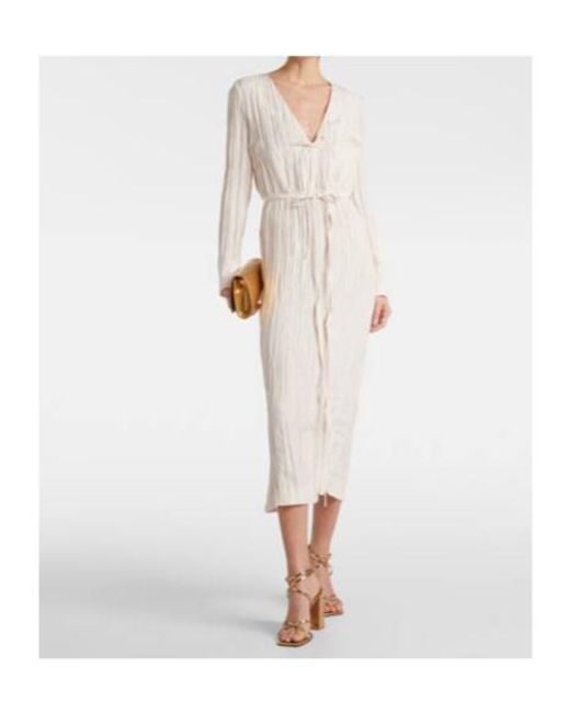 Altuzarra White Carol Tie-Detail Satin Midi Dress