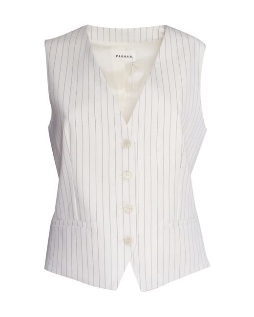 P.A.R.O.S.H. White Striped V-Neck Button-Up Vest