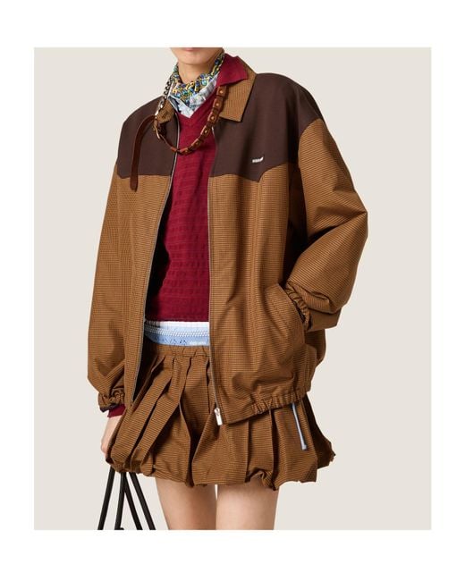 Miu Miu Brown Gingham Check Blouson Jacket