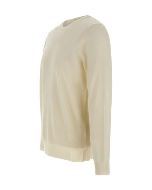 Kangra Cashmere White Kangra Crewneck Knitted Jumper for men
