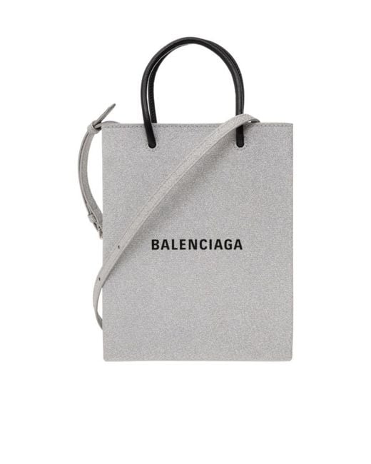 Balenciaga Gray Blondie Glitter-Embellished Shoulder Bag
