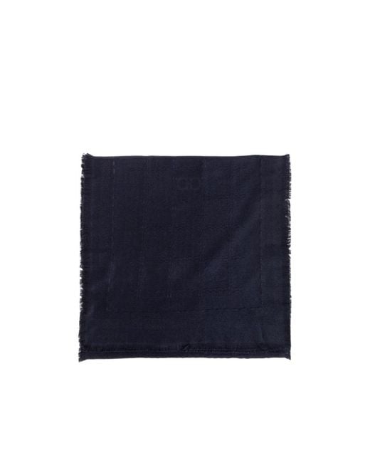 Ferragamo Blue Frayed-Edge Scarf