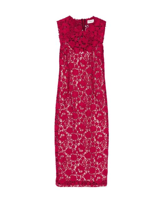 P.A.R.O.S.H. Red P.A.R.O..H. Peonia Floral Lace Midi Dress