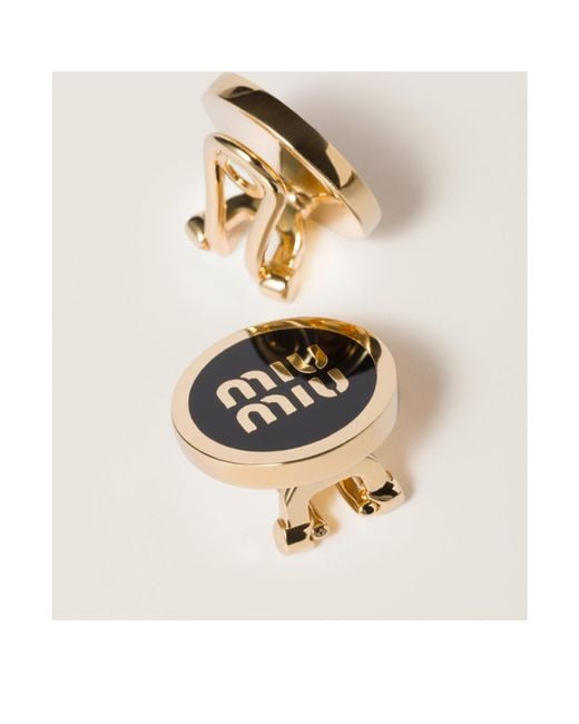 Miu Miu White Two-Toned Earrings