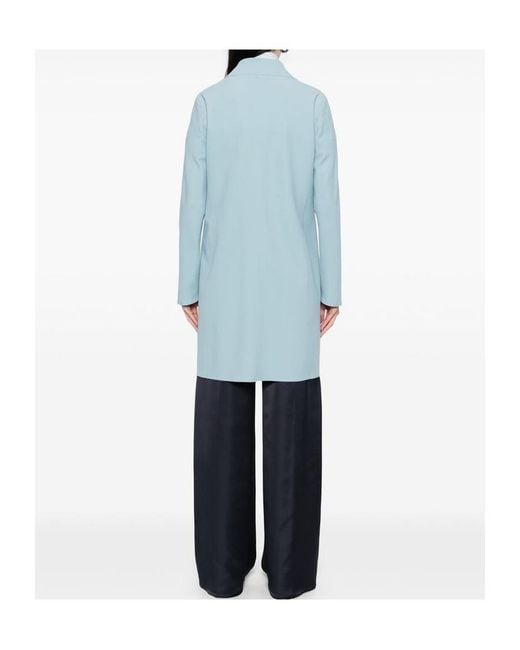 Herno Blue Single-Breasted Long-Sleeved Coat