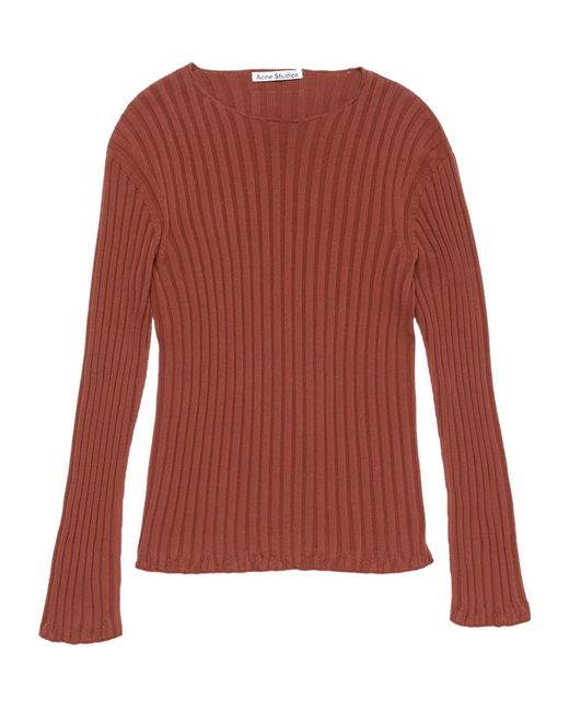 Acne Red Ribbed Jumper for men