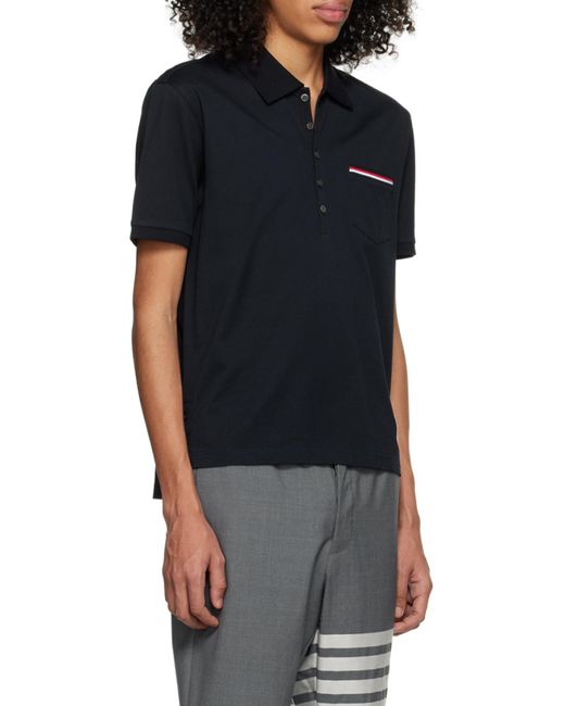 Thom Browne Blue Rwb Short-Sleeved Polo Shirt for men