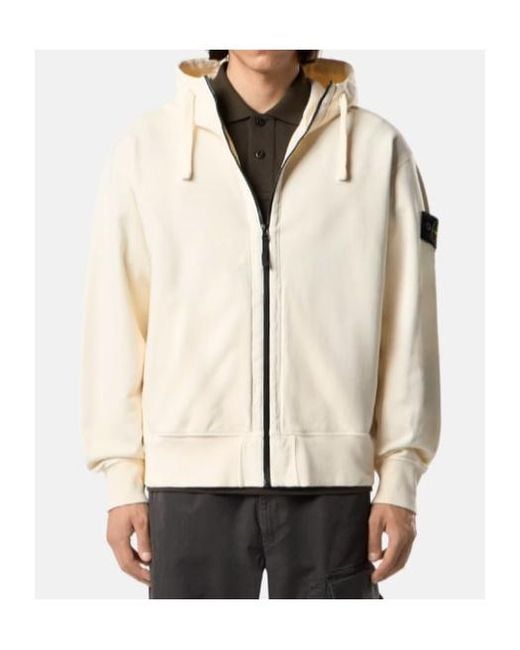Stone Island Natural Zip-Up Hoodie for men