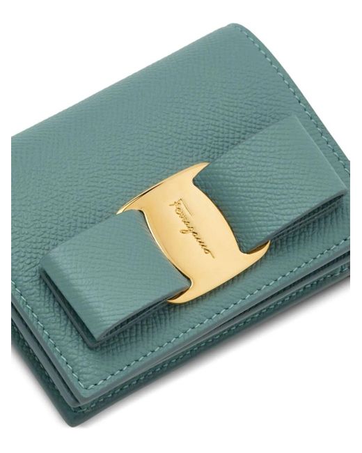 Ferragamo Blue Logo Double-Folded Wallet