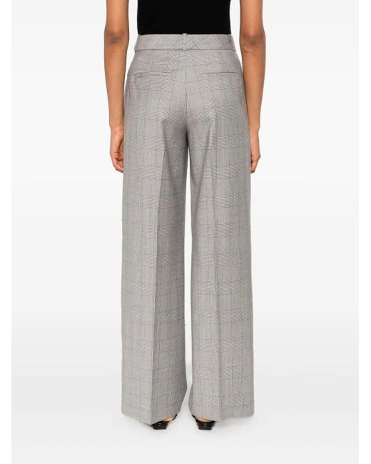 Peserico Gray Checked Straight-Leg Trousers