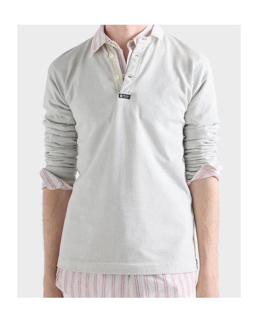 Prada White Long-Sleeved Cotton Polo Shirt for men