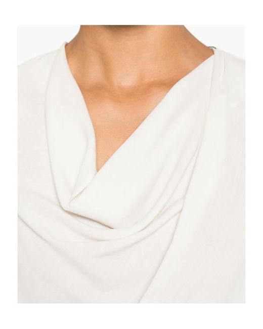 Brunello Cucinelli White Draped-Neck Sleeveless Maxi Dress