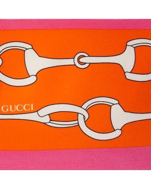 Gucci Orange Horse Collar Buckle Stripe Printed Sling
