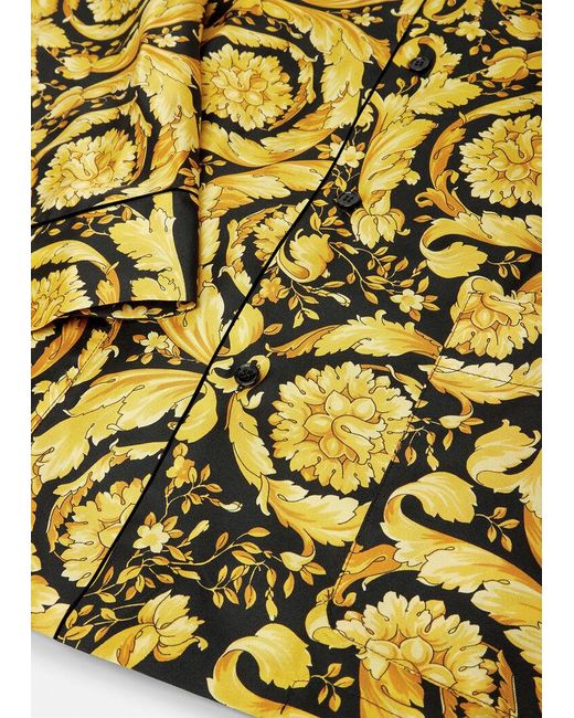 Versace Yellow Baroque Pattern Long Sleeved Pajama Top