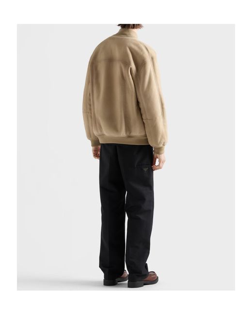 Prada Natural Shearling Bomber Jacket for men