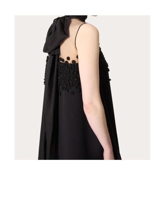 Valentino Black Embellished Mock Neck Mini Dress