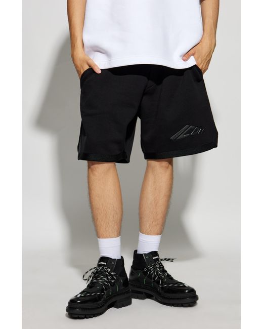 DSquared² Black Logo-Embossed Elasticated-Waist Track Shorts for men