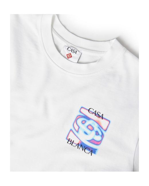 Casablanca White Crew Neck Printed T-Shirt for men