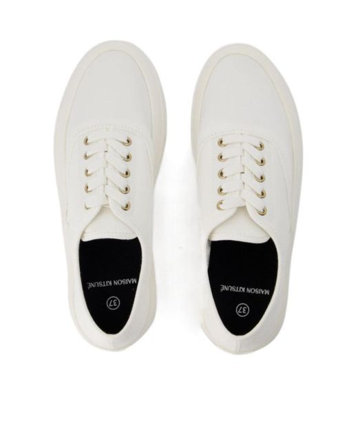 Maison Kitsuné White Laced Sneakers