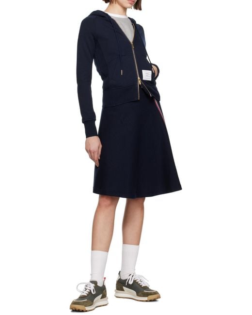 Thom Browne Blue 4-Bar Striped Zip-Up Hoodie