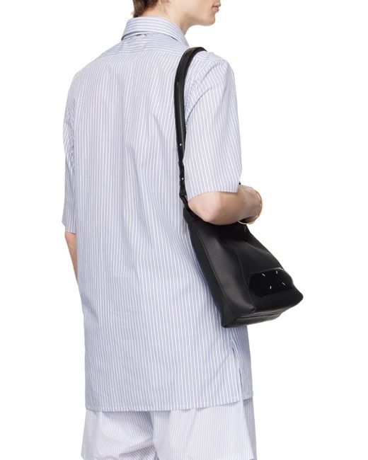 Maison Margiela Blue Striped Buttoned Shirt for men