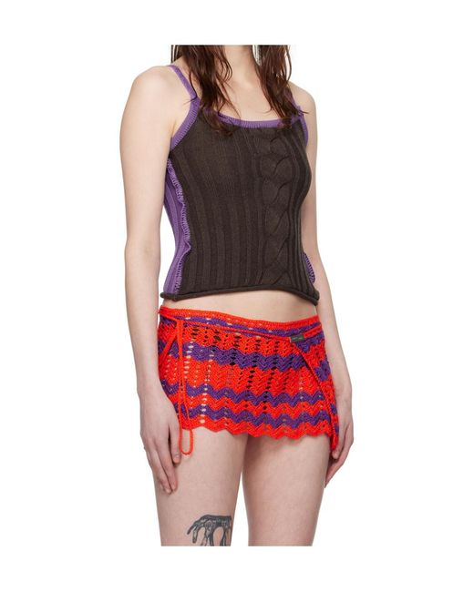 Edward Cuming Red Cable Knit Tank Top