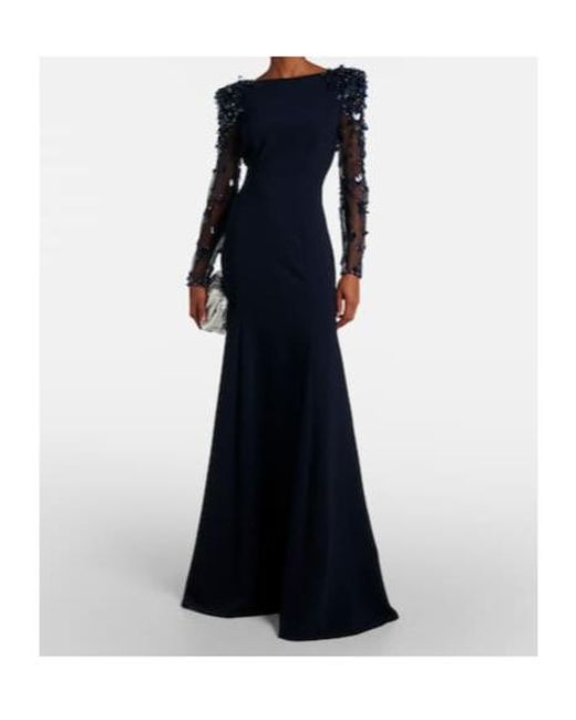 Jenny Packham Blue Midnight Embellished Gown